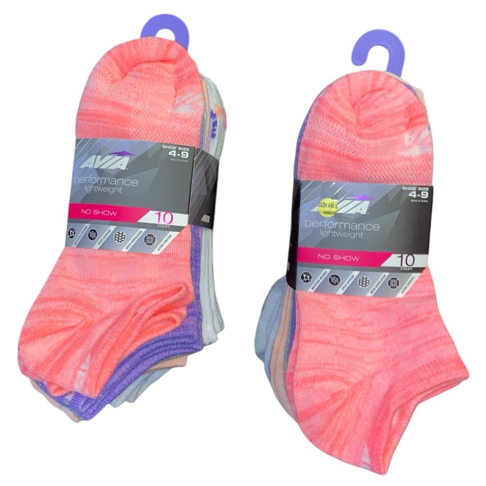 Avia - Women's Lightweight Performance No Show Socks, two 10-Pack (20 pairs)